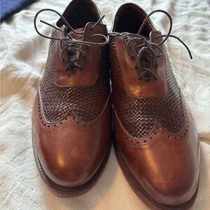 Allen Edmonds Hampstead Wingtip Brown Woven Leather Shoes size 12 E vintage